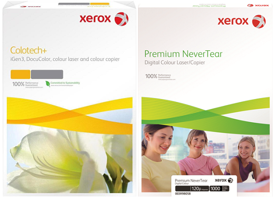 Бумага Xerox Premium NeverTear и Colotech Silk Coated